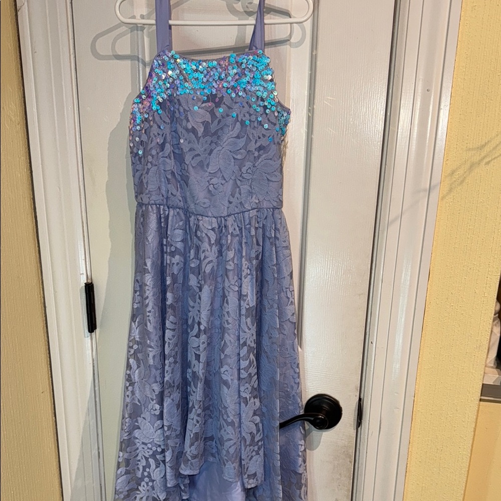 Elegant Blue Kids Dress with Sequin Details